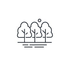   landscape outline icon. linear style sign for mobile concept and web design. Trees clouds and flying birds in the sky simple line vector icon. Symbol, logo illustration