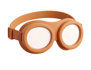3D Render of Orange Protective Goggles with White Lenses Isolated on Black