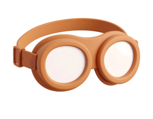 3D Render of Orange Protective Goggles with White Lenses Isolated on Black