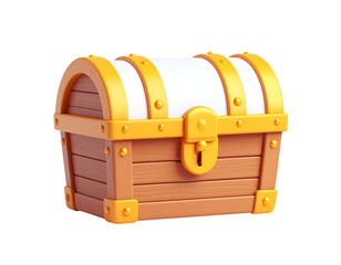 Closed Golden Wooden Treasure Chest 3D Illustration