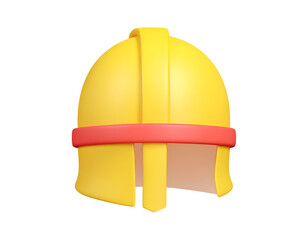 3D Render of a Stylized Yellow Helmet with Red Band