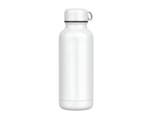 White Insulated Reusable Water Bottle with Loop Handle, Thermos, Hydration, Drink Container