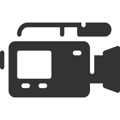 Retro 8-Bit Video Game Pixel Art Style Vector Icon of a Vintage Camcorder with a Lens and Handle on...