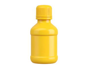 Bright Yellow Plastic Bottle with Ribbed Cap Isolated on Black Background