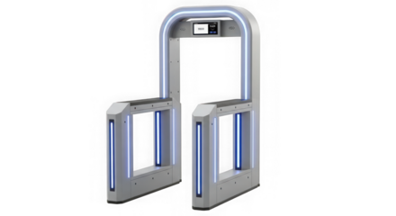 Futuristic disinfection tunnel isolated on transparent background, a modern sanitation solution