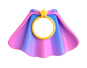 3D Cartoon Superhero Cape with Golden Star and Round Blank Frame