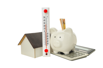 Budgeting tools for heating season costs, isolated on white, PNG