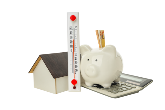 Budgeting tools for heating season costs, isolated on white, PNG