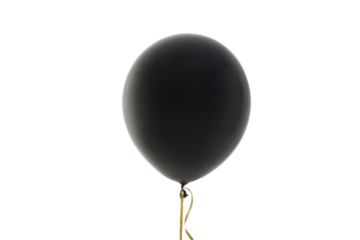 Black balloon with gold string for Black Friday, isolated, PNG