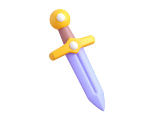 3D Render of a Colorful Stylized Fantasy Sword Icon on a Black Background