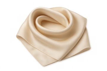 Beige luxurious silk textile fabric scarf with soft folds