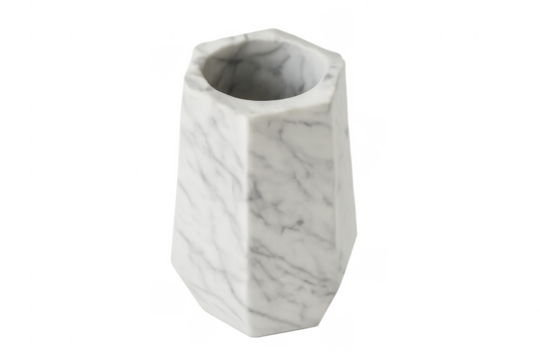 White marble hexagonal cup pencil holder office decor