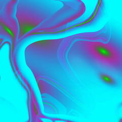 An abstract work with a soft blend of cyan, purple, and a hint of neon green. Its shape resembles a flowing, luminous liquid, creating a futuristic, digital fantasy feel full of harmony and movement.