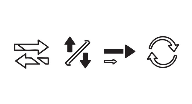 Arrows showing exchange increase and decrease on white background illustration