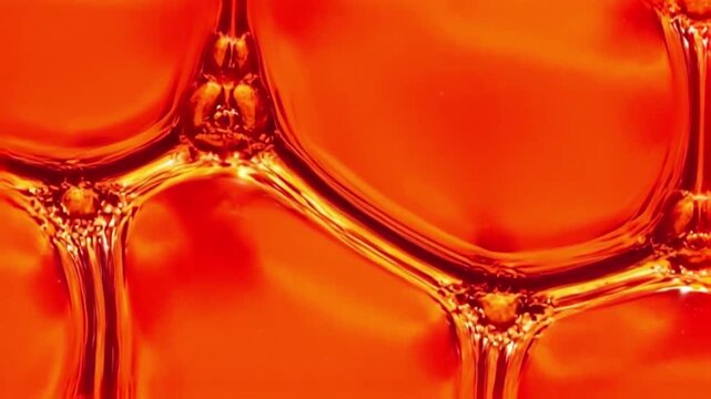 Abstract Orange Bubbles Video Background - Macro Texture of Liquid