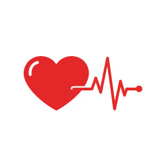 Red Heart Icon with a Cardio Pulse Line.