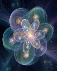 Obraz premium Abstract Glowing Floral Fractal Design In Space