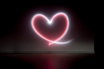 Neon Heart-Shaped Art Glowing in Soft Red and Pink Illuminated Love Symbol Romantic Neon Design