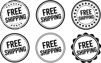 Obraz premium Collection of Free Shipping Stamps and Badges