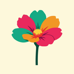 Vibrant multicolored flower illustration with a simple design.