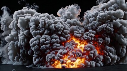 Cinematic Orange Explosion with Smoke and Sparks on Transparent Background