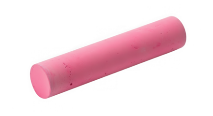 Bright pink chalk stick isolated on a dark canvas ready for creative use isolated on transparent background