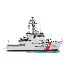 Fototapeta premium US Coast Guard Cutter Illustration.