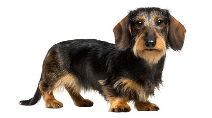 Adorable wire-haired dachshund puppy looking sweetly, perfect for pet product ads, pet blog posts, or heartwarming greeting cards, a loyal and loving companion