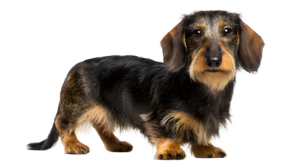 Adorable wire-haired dachshund puppy looking sweetly, perfect for pet product ads, pet blog posts, or heartwarming greeting cards, a loyal and loving companion