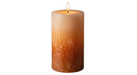 Lit candle with a warm glow isolated on transparent background