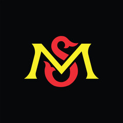 Initial letter sm, ms creative monogram logo design