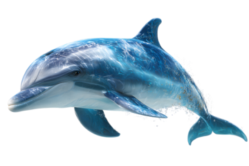 Majestic dolphin leaps through crystal water, symbolizing freedom and intelligence, perfect for ocean conservation campaigns or educational resources