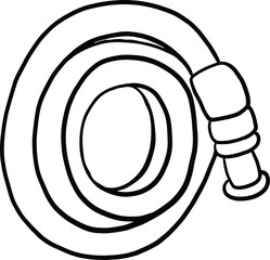 Fire Hose Vector | Cartoon Firefighting Equipment Illustration