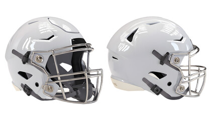 Fototapeta premium Modern white football helmet ready for the game, offering ultimate protection and style on the field, essential for athletes and sports enthusiasts alike