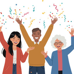 Joyful People Celebrating with Confetti.