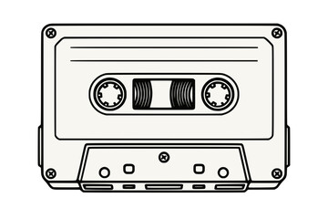 Obraz premium Line Art of Vintage Audio Cassette Tape