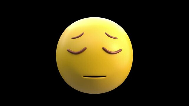 3D Animation of Pensive Face Emoji | Alpha Channel - Powered by Adobe