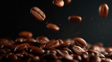 Obraz premium Coffee Beans Cinematic Fall/コーヒー豆シネマティック落下6
