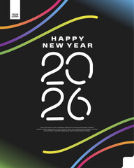 Obraz premium Happy New Year 2026 Modern Poster Template Vector Design