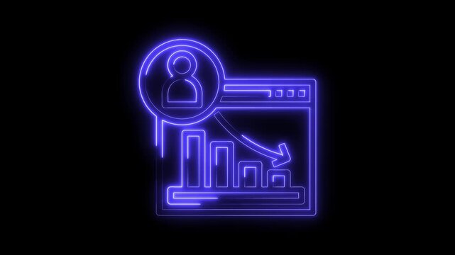 Negative digital growth analysis with user demographics and data visualization in neon style