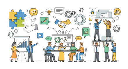 Business teamwork and collaboration concept with people in a meeting for strategic planning and project development