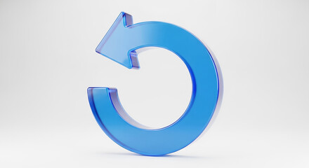 Blue glass refresh arrow symbol reloading data