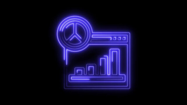 Neon style website analytics and search optimization on black background with luminous lines