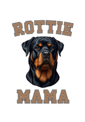 Rottie mama portrait isolated on transparent background for dog lovers design