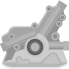 Gray Metallic Mechanical Engine Part With Bolts And Circular Details On Transparent Background Detailed Vector Illustration