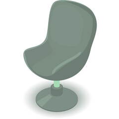 Gray Modern Egg Chair with Swivel Base on Transparent Background