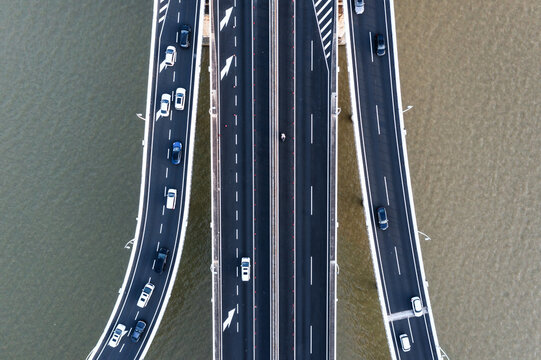 Top down view of Sai Van bridge, Macao, China