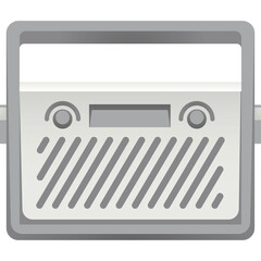 Gray Digital Meter With Two Knobs And A Screen Against A White Background