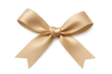 Golden satin bow ribbon knot with transparent background