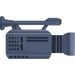 Gray Digital Video Camera With Handle And Lens On Transparent Background For Recording Footage